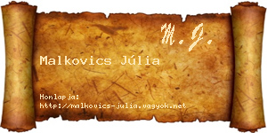 Malkovics Júlia névjegykártya